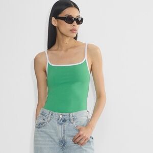 Aritzia Casual Original Contour Swoop Cami Tank Green /White Sz. M